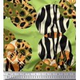 thumbnail image 1 of Soimoi Green Rayon Fabric Leopard & Wild Animal Skin Decor Fabric Printed BTY 42 Inch Wide, 1 of 3