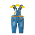 thumbnail image 2 of KIDSCOOL SPACE Little Girl Boy Fashionalble Jean Overalls,Toddler Ripped Denim Cute Slim Pants,Light Blue,2-3 Years, 2 of 4