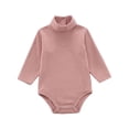 thumbnail image 1 of FAIWAD Baby Girl Boy Romper Long Sleeve Turtleneck Jumpsuit Ribbed Button Spring Bodysuit, 1 of 5