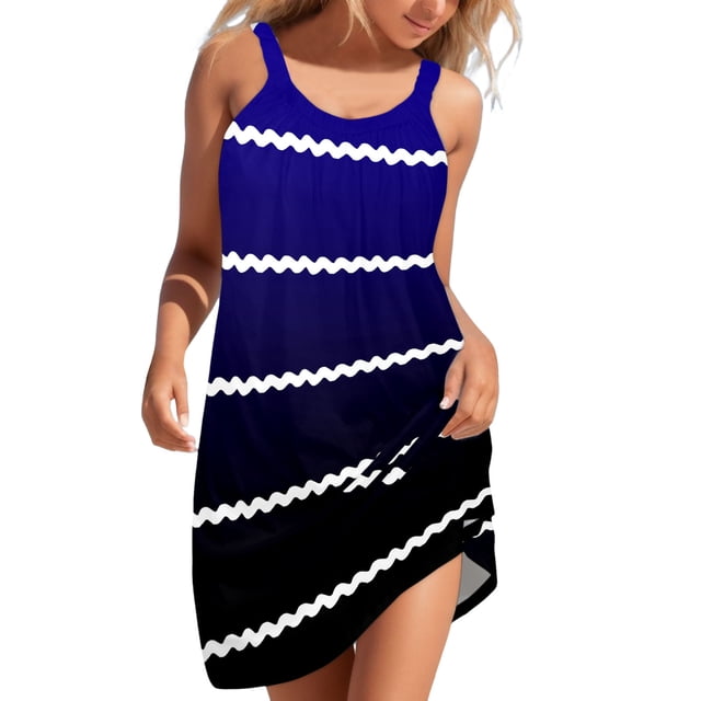 TJAZFJPA Robes Formelles Femmes Tendance 2025 Femmes Robe d'Été de Plage Sans Manches Imprimée Jupe Décontractée Vacances au Bord de la Mer Robe Mini Robes Découpées pour Femmes Robes de Séance de Maternité pour Femmes