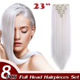 thumbnail image 2 of Rallonges de Cheveux Droites à Tête Complète à Clip, Synthétiques, 8 Pcs, 18 Clips, Postiche pour Femmes, 2 of 5