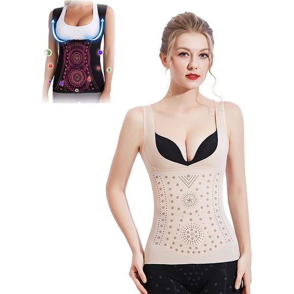 Gilet d'Énergie Ion, Gaine de Restauration en Fibre Unique, Corset Gainant pour le Contrôle du Ventre (Noir, TTG)
