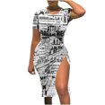thumbnail image 1 of Birdeem Robe Mode Femme Aguichant Col Rond Imprimé Manches Courtes Slim avec Cordon de Serrage, 1 of 4