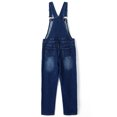 thumbnail image 2 of KIDSCOOL SPACE Little Boys Denim Overalls,Ripped Holes Elastic Band Inside Jeans Workwear,Blue,5-6 Years, 2 of 7