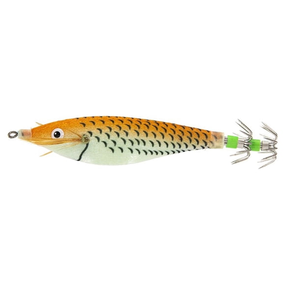 kurtrusly 8cm Fake Bait with Squid Jigs Hook Simulation Shrimp Fishing Lures Good Toughness Deep Water Penetration Outdoor Saltwater Orange