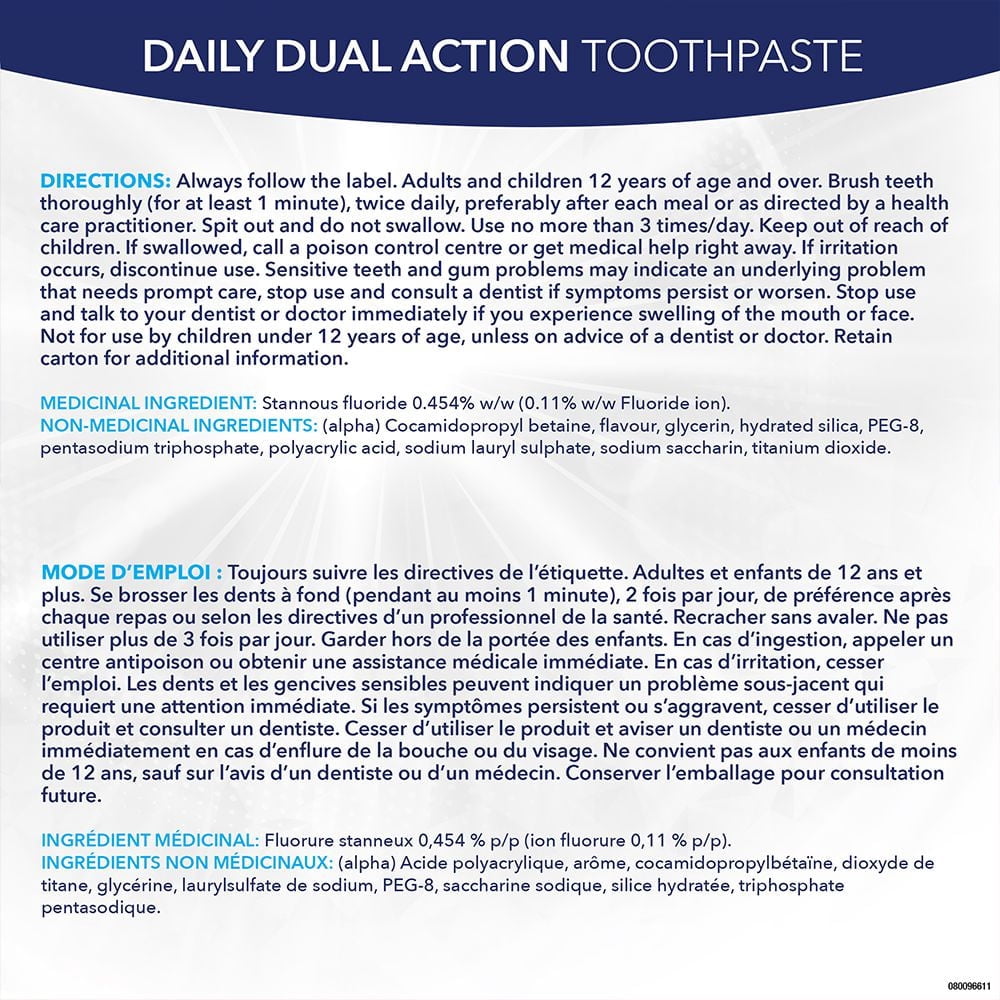 Dentifrice Sensodyne pour dents sensibles et saignement de gencives, dentifrice au fluorure, menthe, 75 mL