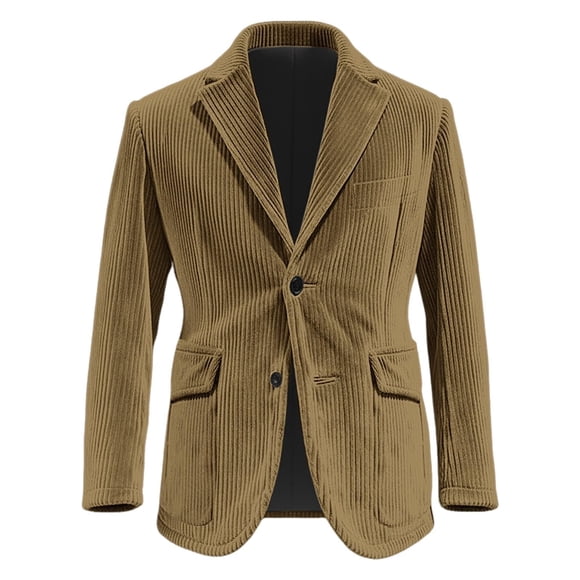 Lcziwo Christmas Dress Coat for Men Corduroy Holiday Party Solid Blazers 3 Button Casual Business Sport Coat Single Breasted Lapel Jackets Khaki,XXL