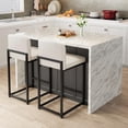 thumbnail image 1 of BeesClover Bar Stools Set of 2, Modern Counter Height Bar Stools with Back and Footrest, Faux Leather Upholstered Barstools Chairs for Kitchen Island Dining Room Bar, 1 of 9