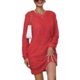 thumbnail image 1 of LUXUR Robe Chandail pour Femme Chandail en Peluche Chandail à Manches Longues Mini Robes Ample en Molleton Rouge TG, 1 of 4