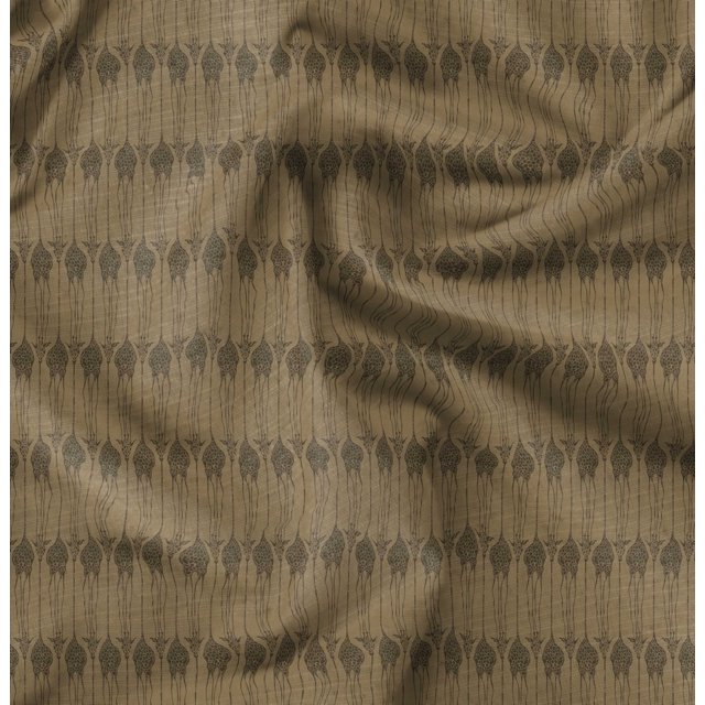 Soimoi Brown Poly Georgette Fabric Giraffe Animal Decor Fabric Printed BTY 42 Inch Wide