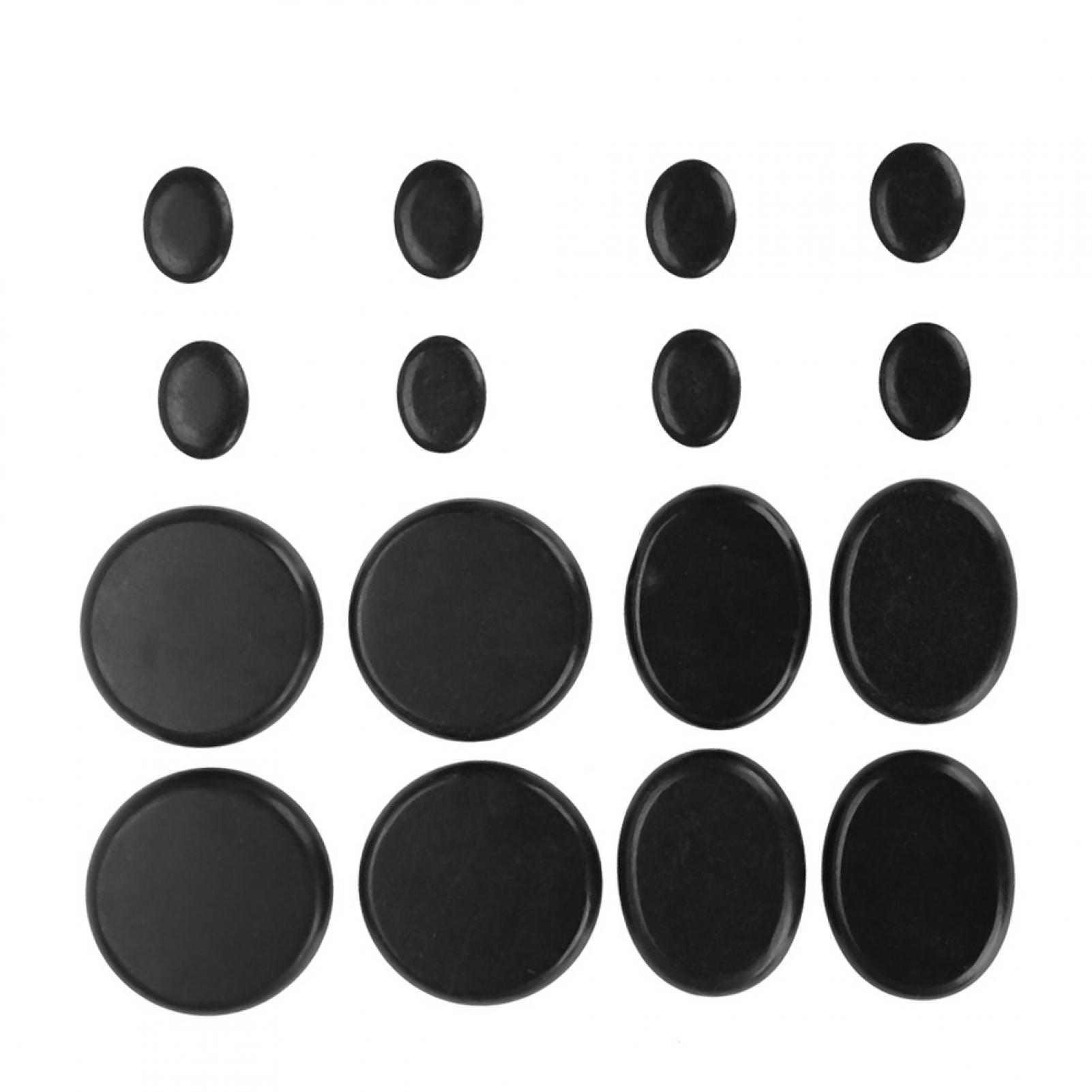 16Pcs/Box Hot Spa Black Basalt Circle Oval Shape Stone Essential Oil Volcanic Massage