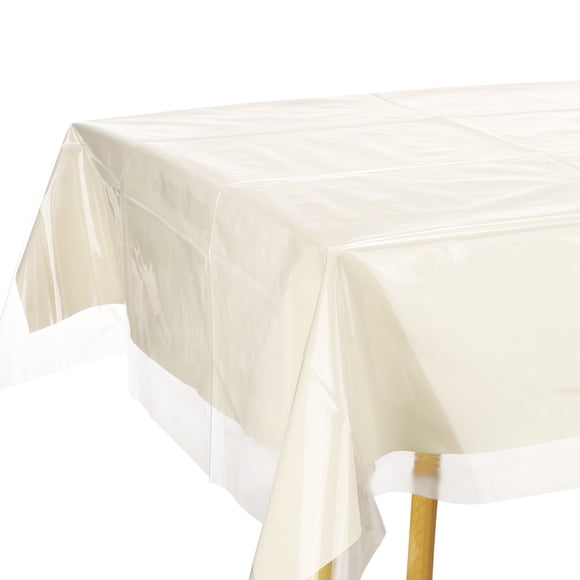 Uxcell 2Pcs 60 x 60 Inch Clear Plastic Tablecloth, Waterproof Oilproof Square Vinyl Table Cover Protector, Table Cloth for Dining, Parties and Holidays