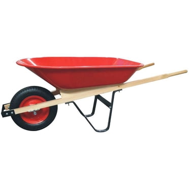 JARDINIERS BROUETTE 4 CU. FT PLATEAU EN ACIER PNEU PNEUMATIQUE POIGNÉE EN BOIS