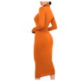 thumbnail image 3 of Gspmoly Robes pour Femmes Grande Taille, Mode Femme Robe Longue Ajustée à Col Montant à Manches Longues Robe de Couleur Unie Robes de Cocktail pour Femmes Offres, 3 of 8