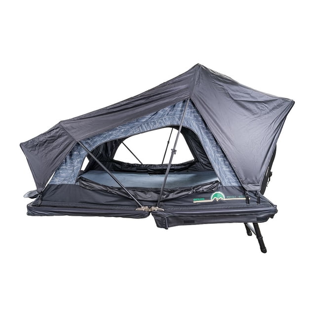 Overland Vehicle Systems Tent 18209903 XD Sherpa; Car Top; 60 Inch x 95 Inch x 52 Inch; Sleeps 3 Adults; Black Aluminum Base With Rip Stop Poly Cotton Body; Soft Shell Fold Storage