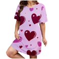 thumbnail image 1 of RANJIE Nuisette pour Femme Grande Taille à Imprimé Cœur, Manches Courtes, Col Ras du Cou, Coupe Ample, Robe de Nuit pour la Saint-Valentin, Rouge TTG, 1 of 4