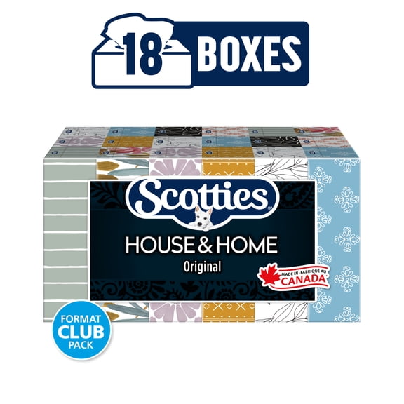 Scotties House & Home, 2-Ply, Facial Tissue, 18 Boxes, 126 Tissues Per Box