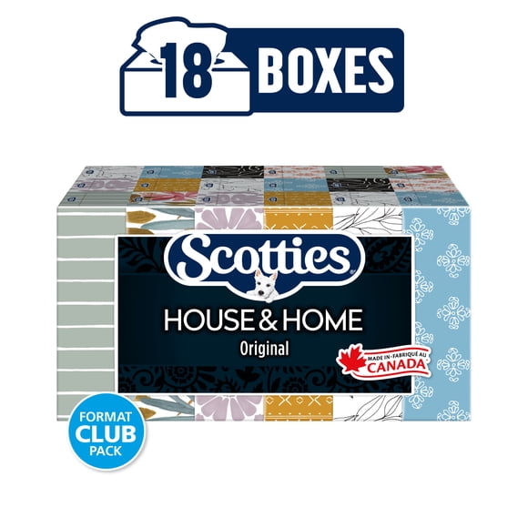 Scotties House & Home, 2-Ply, Facial Tissue, 18 Boxes, 126 Tissues Per Box