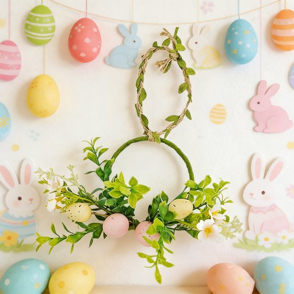 10Pcs Easter Egg Wreath! Yannianjz Easter Egg Wreath, Mini Wreath, Artificial Wreath, Spring Wreath, Door Decor, Table Decor, Holiday Wreath, Home Decor, Party Decoration, Wall Hanging