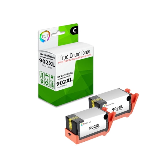 TCT 902XL Black Ink Cartridge 2 Pack - Compatible Replacement for HP 902XL 902 XL T6M14AN Black Works With HP OfficeJet 6950 6954 Pro 6960 6968 6970 6975 6978 6979 Printers (825 Pages)