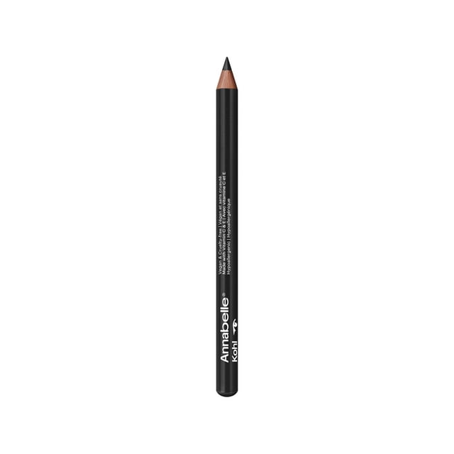 Annabelle Kohl Eyeliner Mat, 74 Noir le Plus Noir, un Eyeliner Crayon Noir Affûté à Fini Mat et Pointe Noire, avec Texte de Marque Blanc sur le Canon, Conçu pour un Maquillage des Yeux Précis et Longue Tenue et Convient aux Yeux Sensibles.