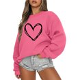 thumbnail image 1 of Rbaofujie Chandails à Capuchon Mignons Mode Femmes Décontracté Manches Longues Col Rond Imprimé Chandail pour Dames Hauts Blouse Rose Vif Chandail pour Femmes, 1 of 2