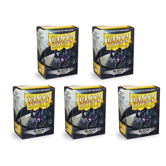 5 Packs Dragon Shield Classique Noir Taille Standard 100 ct Protège-Cartes Ensemble Valeur!