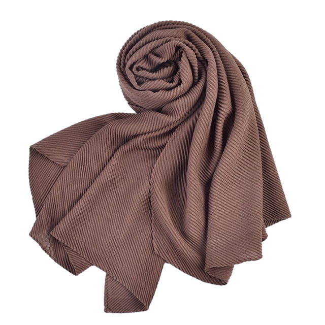 Youkk Classic And Fashionable Solid Color Scarf For Women Any Occasion R Single Color And Pleated Scarf coffee