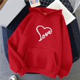 thumbnail image 2 of WZXFASHION Women's Solid Color Long Sleeved Love Printed Hooded Sweater 50% Off Clearance oversized pullover sweater, 2 of 4