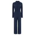 thumbnail image 1 of YiZYiF Combinaisons pour Femmes à Manches Longues Mode Combinaison à Boutons Décontractée Couleur Unie Col Rabattu Salopettes Bleu Marine m, 1 of 7