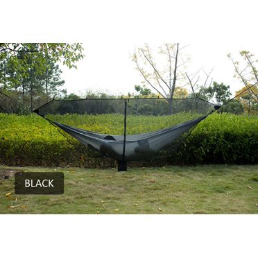 Camping Hammock with Mosquito/Bug Net,Hammock Tree Straps and Carabiners, Easy Assembly, Portable Parachute Nylon Hammock for Camping, Backpacking, Survival, Travel & More