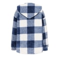 thumbnail image 4 of Fartey Plus Size Womens Plaid Fleece Shacket Jacket Oversized Flannel Button Down Fall Hoodie Jackets with Drawstring Warm Winter Coats Blue S, 4 of 8