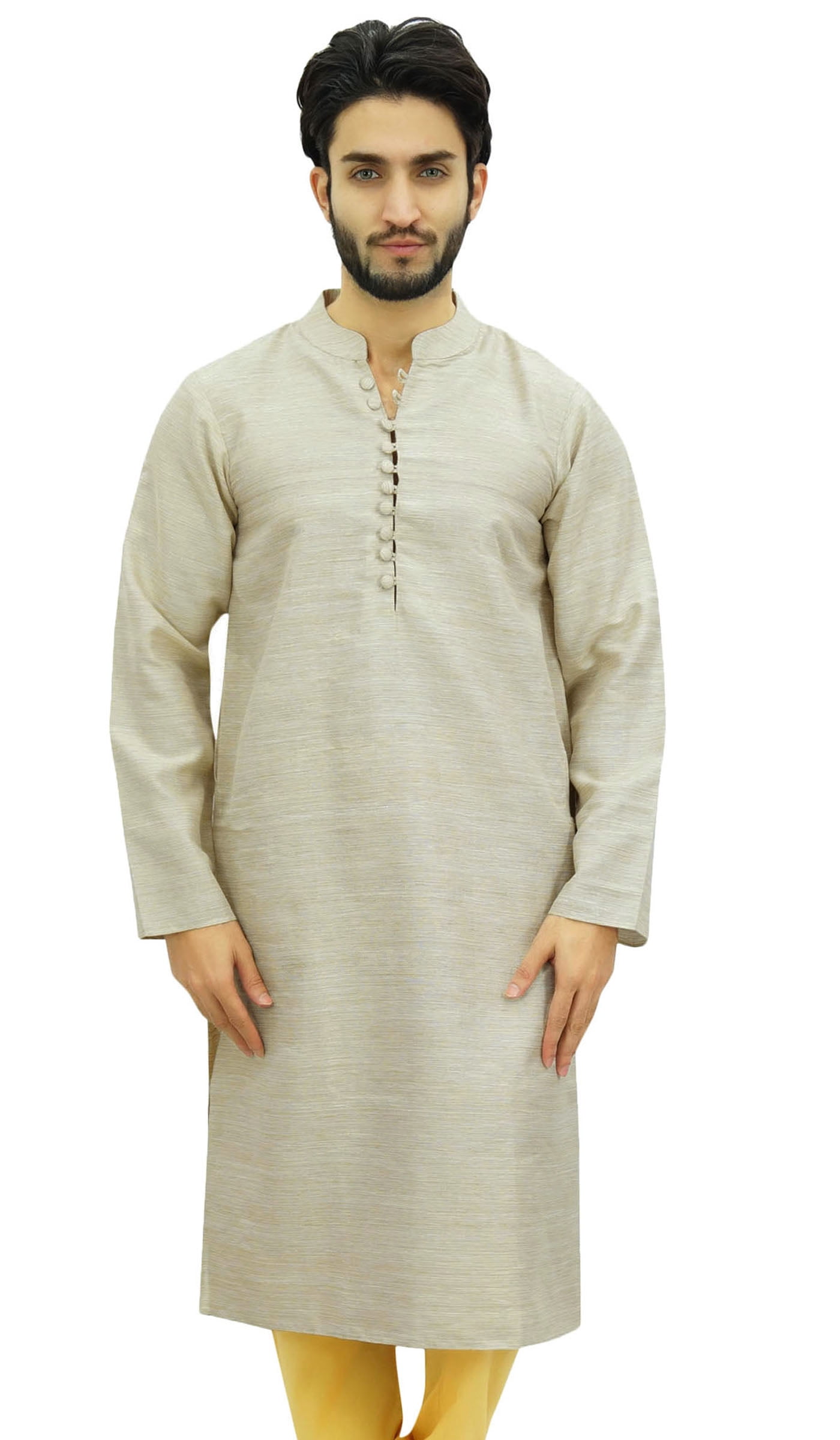 Atasi Ethnic Men's Kurta Pyjama Set White Bollywood Designer Shirt-Medium