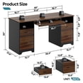 thumbnail image 4 of Bestier 59" Computer Desk with 4 Drawers, Office Executive Desk with File Drawer, Keyboard Tray for Home Office, Cherry, 4 of 9