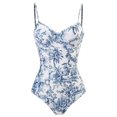 thumbnail image 1 of RKSTN Maillot de Bain pour Femmes Maillot de Bain une Pièce Conservateur Amincissant Imprimé Rétro avec Support en Acier Sac Rigide (Support en Acier avec Coussin de Poitrine) Maillot de Bain Décontracté pour Femmes, 1 of 4