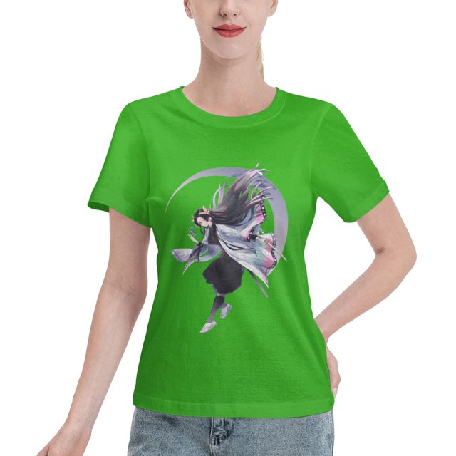T-Shirt Basique à Manches Courtes pour Femmes Demon Slayer Papillon Ninja