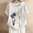 thumbnail image 2 of Birdeem Womens Summer Casual Round Neck Short Sleeve Printing Loose Shirt Tops, 2 of 3