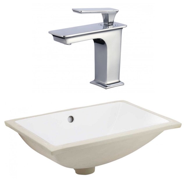 20.75-in. W CSA Rectangle Bathroom Undermount Sink Set In White - Chrome Hardware AI-23109