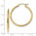 thumbnail image 2 of 10K Yellow Gold Diamond Cut 2mm Round Tube Hoop Earrings, 2 of 2