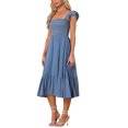 thumbnail image 4 of INSPIRE CHIC Robe d'Été pour Femme à Encolure Carrée, à Volants, à Étages, Boho, Midi, Gris Bleu, P, 4 of 6