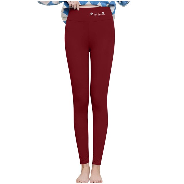 Womens Fleece Pants, Lamb Wool Leggings with Fleece Lining