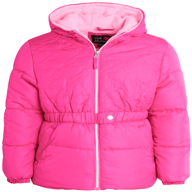 Pink Platinum Winter Jacket - Quilted Fleece Lined Windbreaker Puffer Coat (Size 7-16)