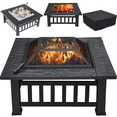 thumbnail image 2 of Yaheetech 32'' Outdoor Square Fire Pit w/Cover & Poker, Black, 2 of 8