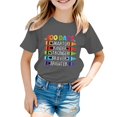 thumbnail image 1 of LUOGENLI T-Shirt pour Filles Enfants Mode Décontractée Imprimé Col Rond Ample Manches Courtes T-Shirt Haut Chemises pour Filles Tendance Été Mini Gris 4-5 Ans, 1 of 4