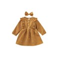 thumbnail image 1 of Kmbangi Baby Girl High-Waist Ruffle Buttons Princess Pleated Dress Headband, 1 of 9