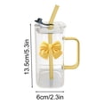 thumbnail image 3 of Kyusrd Tasse en Verre Carrée Transparente avec Poignée Nouée et Paille pour Café et Lait 400 ml, 3 of 6