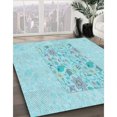 thumbnail image 3 of Ahgly Company Machine Washable Indoor Rectangle Transitional Blue Diamond Blue Area Rugs, 3' x 5', 3 of 7