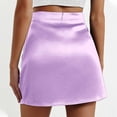 thumbnail image 4 of Jupe Trapèze Mini pour Femme Taille Haute Ruban Satinée Doublée avec Fermeture Éclair Élégante Extensible Confortable Fluide Fête Tenue Décontractée, 4 of 4