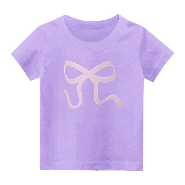 Plebaso T-Shirts Graphiques en Coton pour Filles, Col Rond, Manches Courtes, T-Shirts Décontractés d'Été, Jolis Hauts pour Enfants Filles