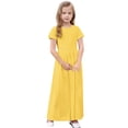 thumbnail image 4 of biudgviw Robe Maxi pour Filles à Manches Courtes, Col Ras du Cou, Couleur Unie, Robe Trapèze Décontractée, Robe d'Été Longue avec Poches, 4 of 6